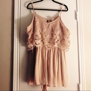 Light pink lace romper